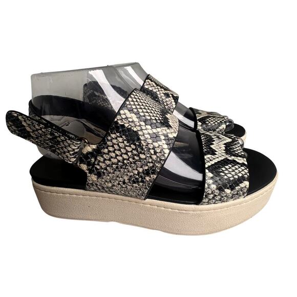 Vince Westport Snake Print Leather Strap Platform Sandal Sz 7 Boho Casual Beachy - Picture 9 of 13